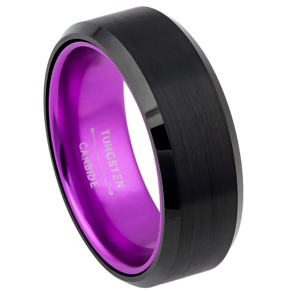 purple black tungsten carbide ring