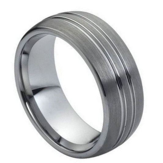 silver tungsten carbide ring