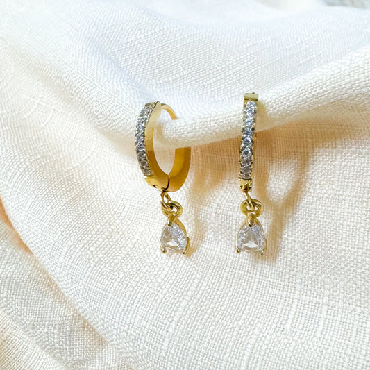 Gold CZ studded hoops