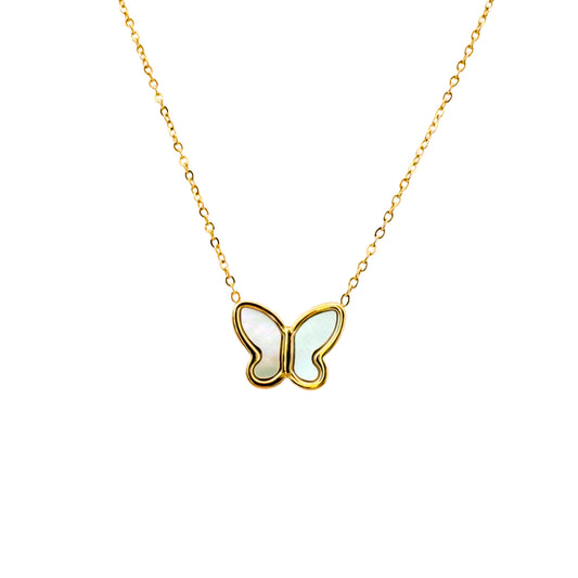 pearl gold butterfly pendant necklace