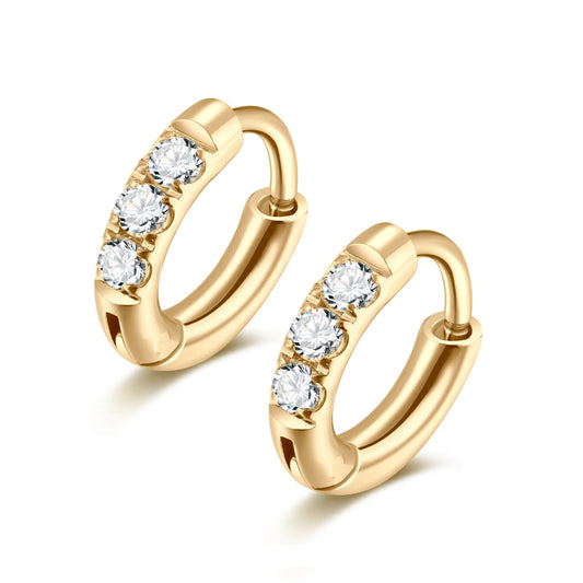 Clear CZ gold hoops 6mm