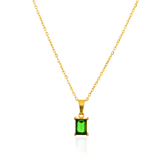 Juniper Green CZ Pendant Necklace 18K Gold Plated Hypoallergenic